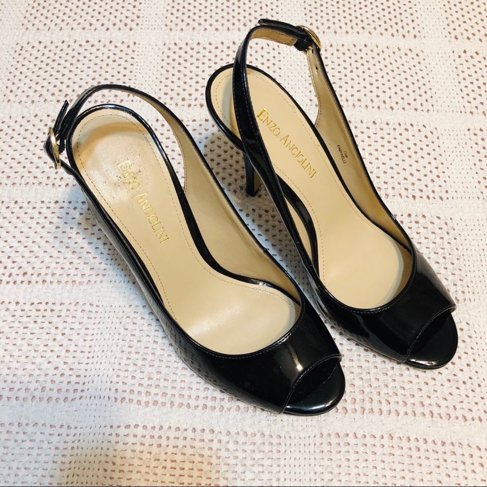 Peep Toe Enzo Angliolini 7.5 Patent Slingback - image 1